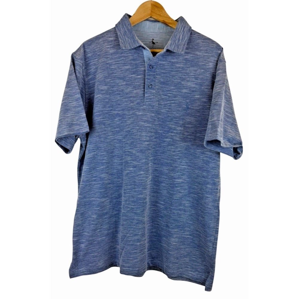 TaylorByrd Men's Blue Heathered‎ Polo Short Sleeve Shirt Size Large*